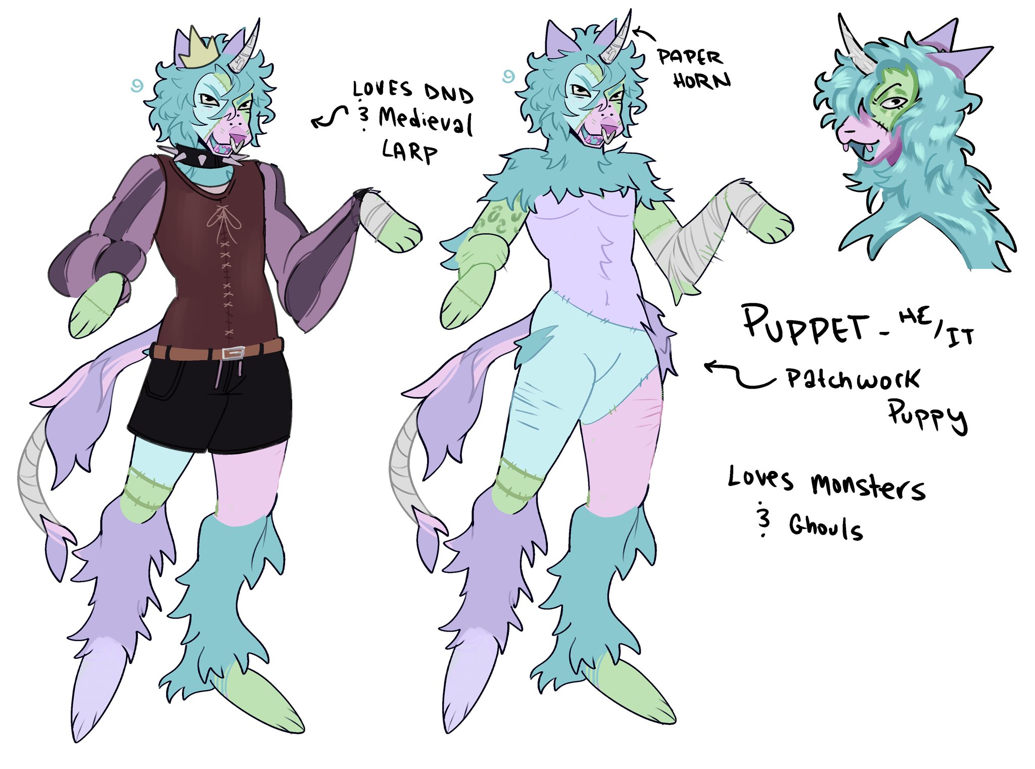 Patchwork Reference sheet, 2 identical fullbody drawings